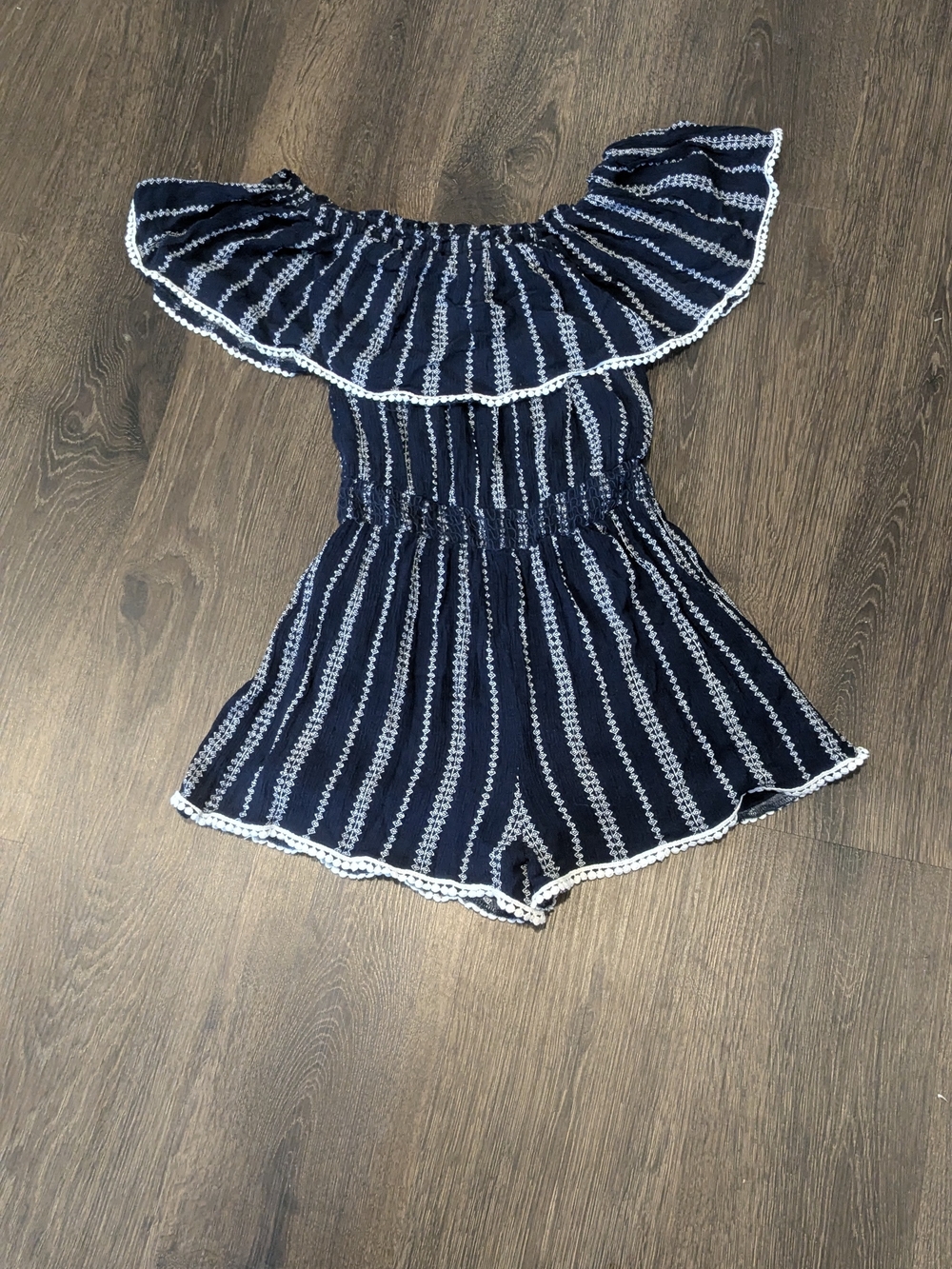 Lulu's Navy and White Striped Romper Size Small